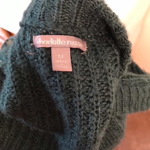 Charlotte Russe Cardigan Sweater Open Front Thick Knit Teal Pockets Medium - Picture 8 of 10